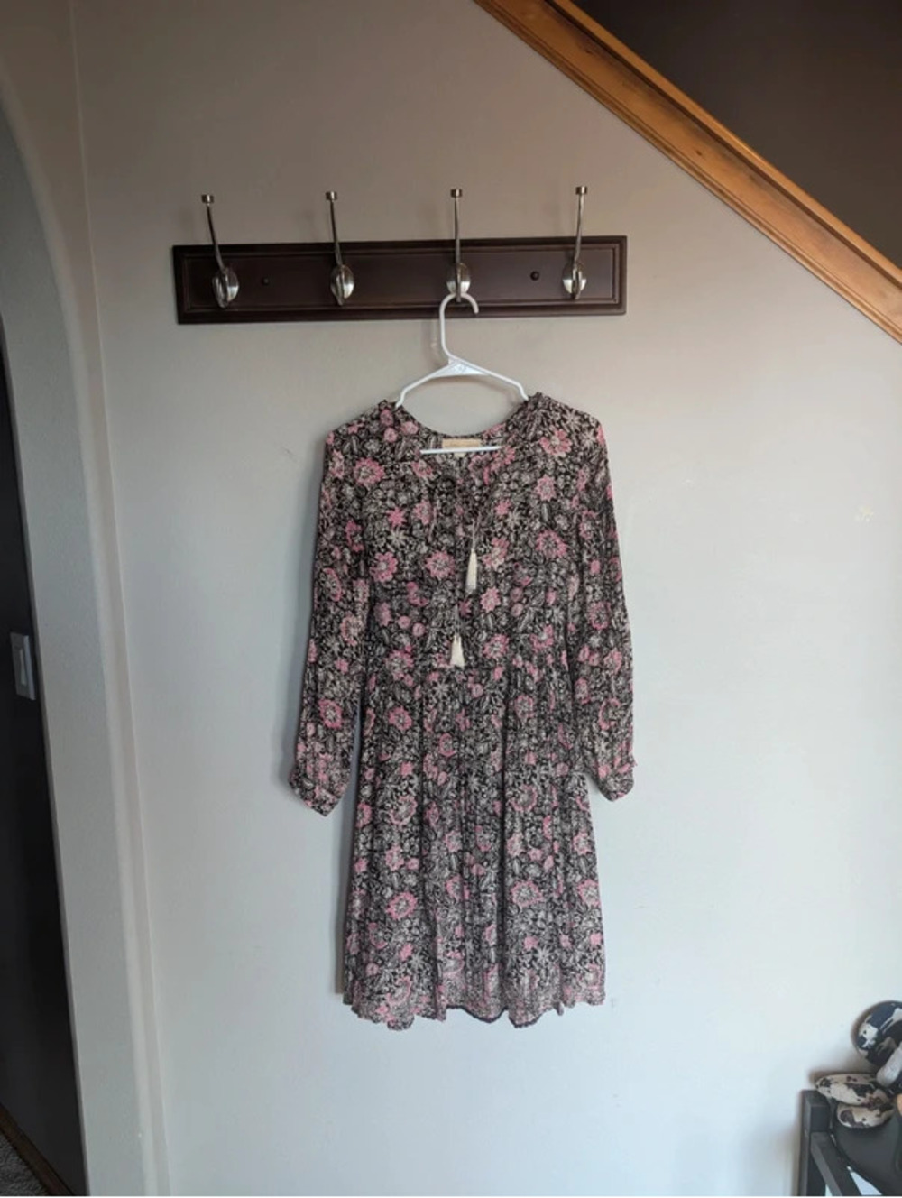 Natalie martin 100% silk long sleeve knee length midi dress